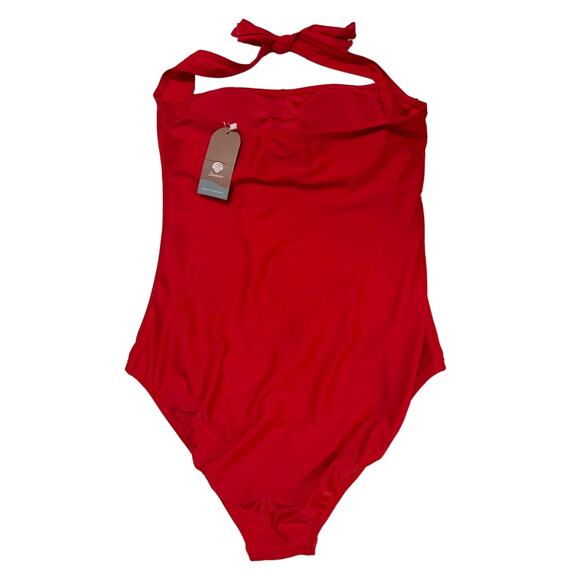 Tummy Control Halter Ruched Push Up Slimming One-Piece Swimsuit NWT Size M - Picture 5 of 8